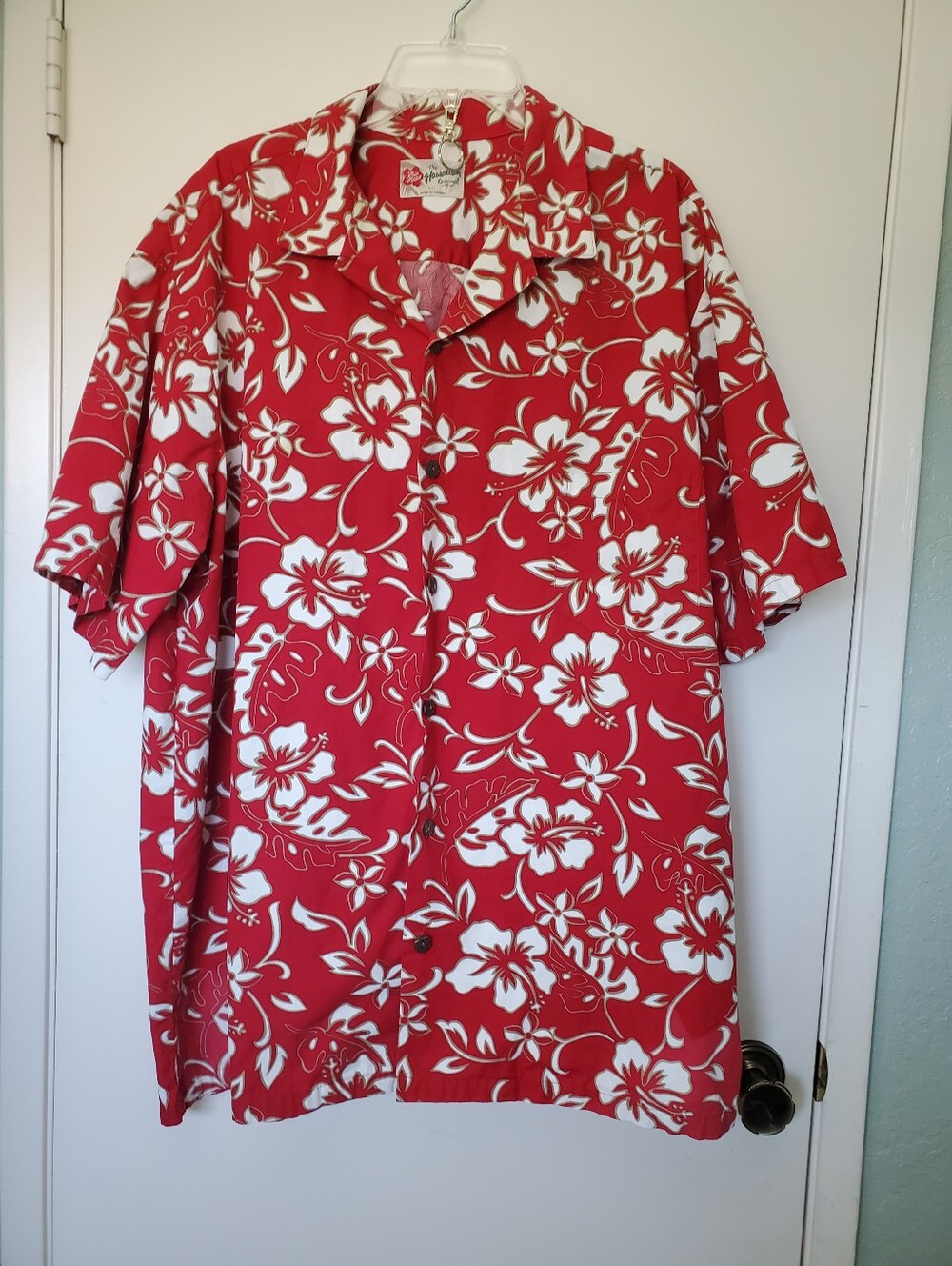 Vtg Hilo Hattie Red Hibiscus Hawaiian Aloha Y2K Shirt Men's 2XL Made In Hawaii